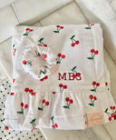 Ruffle Hem Towel Wrap - Cherry