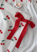 Ruffle Hem Towel Wrap - Cherry