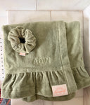 Ruffle Hem Towel Wrap - Sage Green